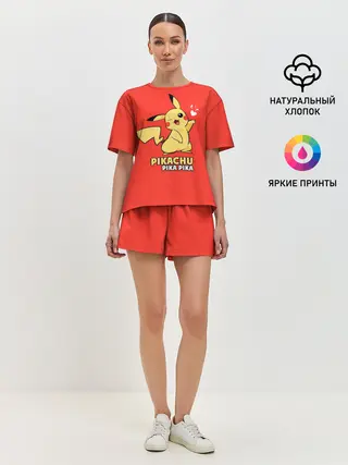 Женская пижама с шортами / Pikachu Pika Pika