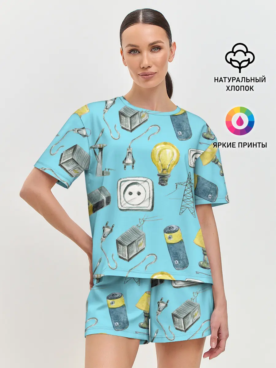 Женская пижама с шортами / Electricity and wires