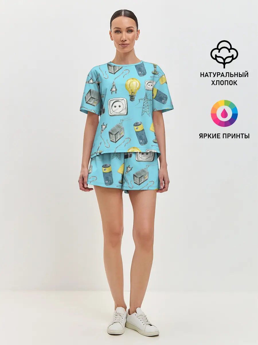 Женская пижама с шортами / Electricity and wires