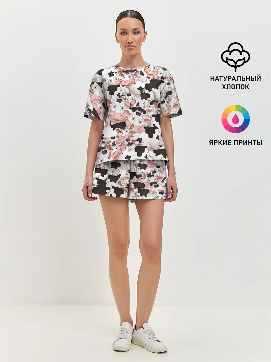 Женская пижама с шортами / Коровы