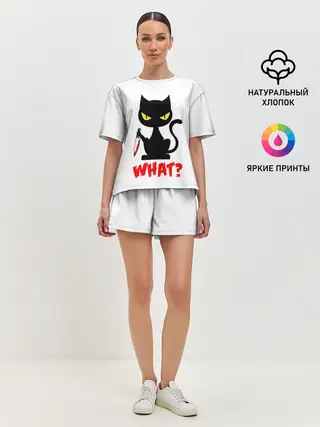 Женская пижама с шортами / What Cat