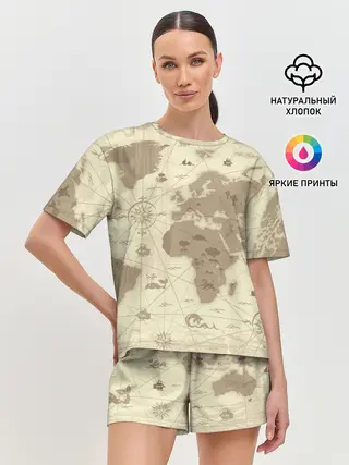 Женская пижама с шортами / Карта мира