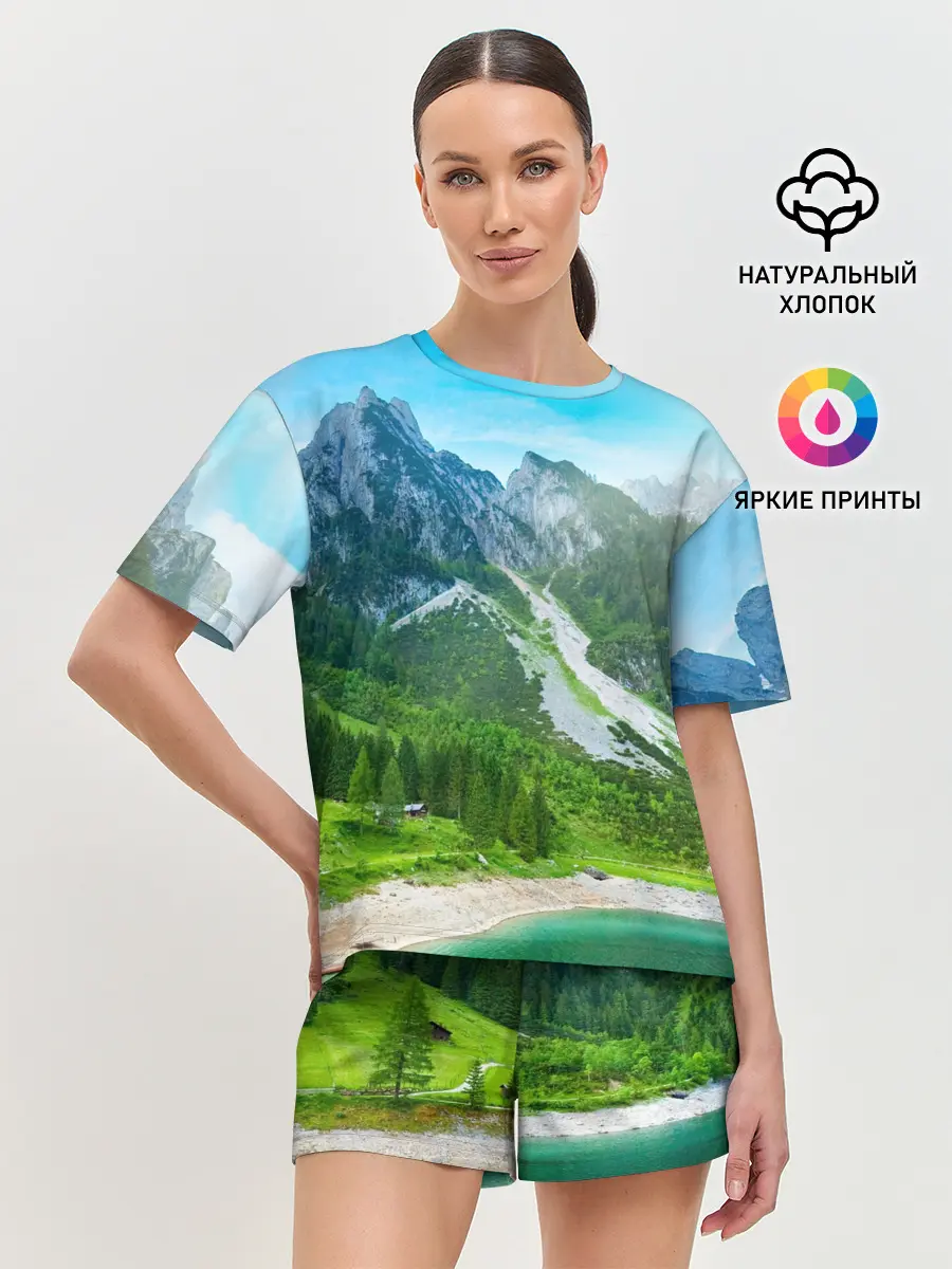 Женская пижама с шортами / Альпийские горы