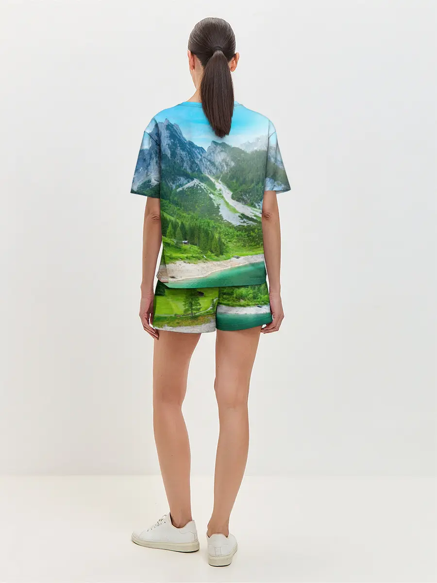 Женская пижама с шортами / Альпийские горы