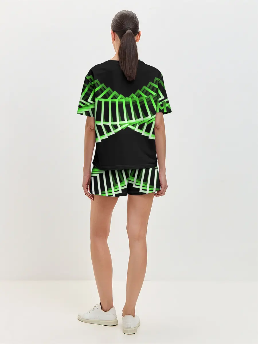 Женская пижама с шортами / Неоновые квадраты