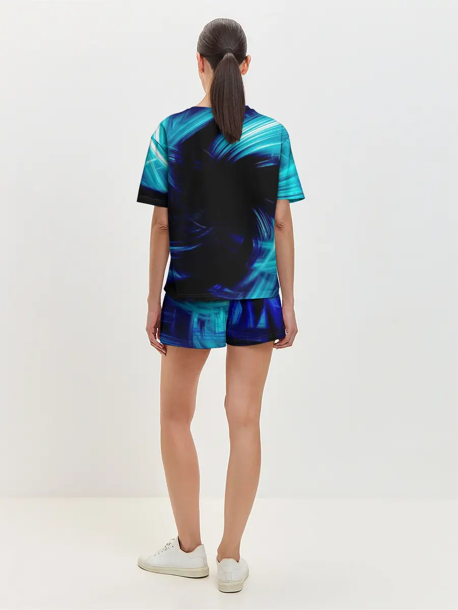 Женская пижама с шортами / Неоновый вихрь