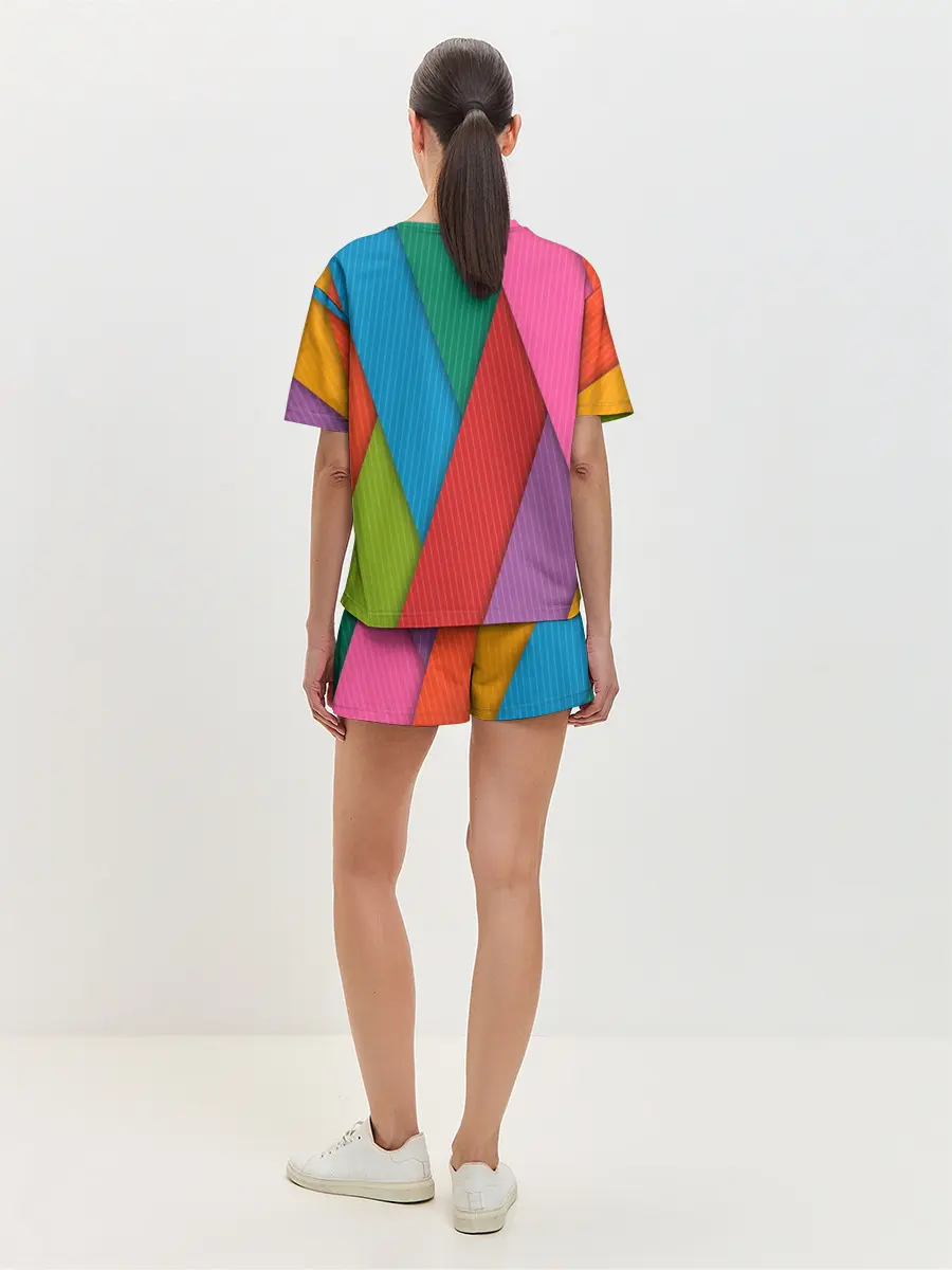 Женская пижама с шортами / Разноцветный узор