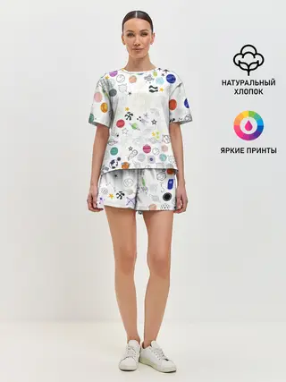 Женская пижама с шортами / космос