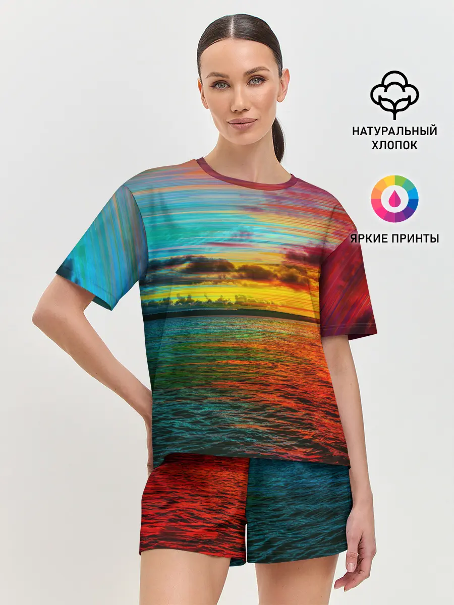 Женская пижама с шортами / Glitch Sunset