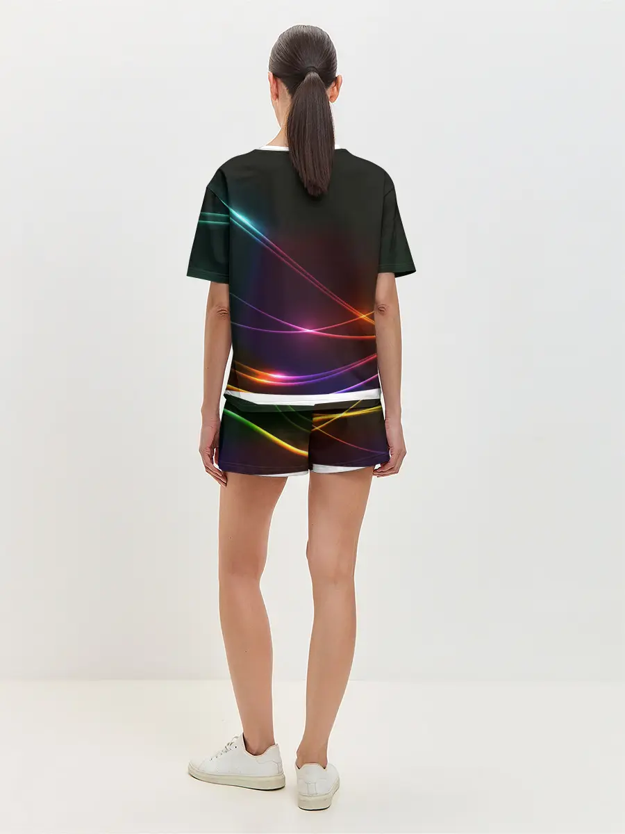 Женская пижама с шортами / Неоновые Линии