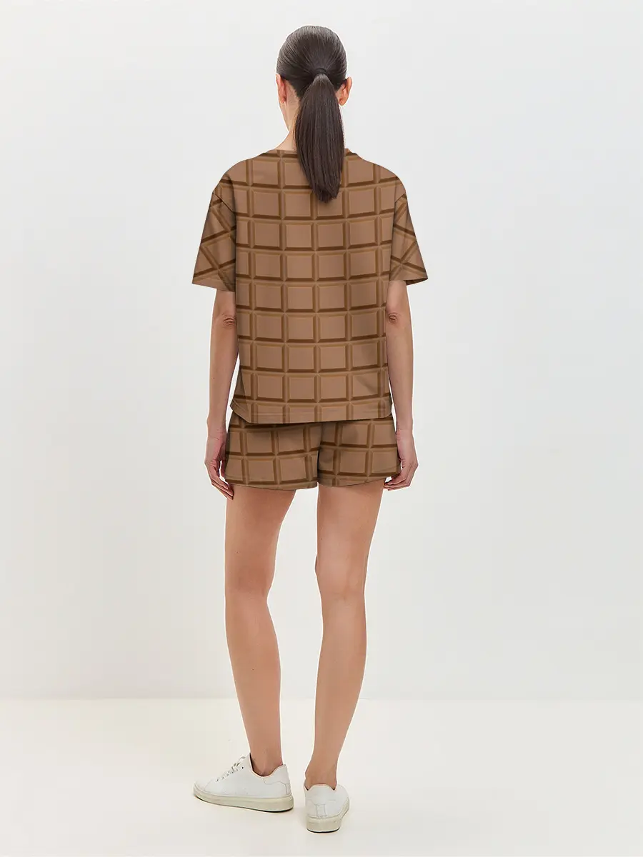 Женская пижама с шортами / Плитка Шоколада