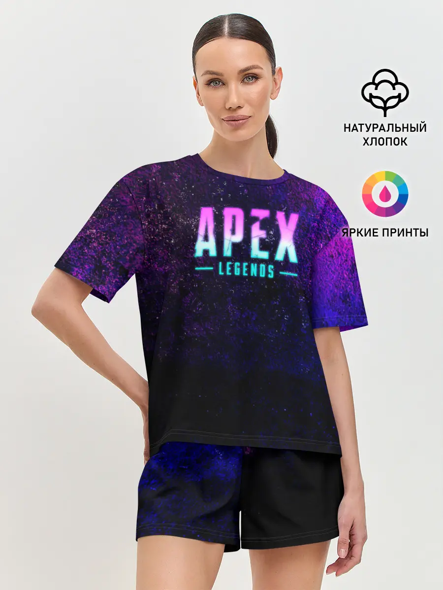 Женская пижама с шортами / Apex Legends. Neon logo