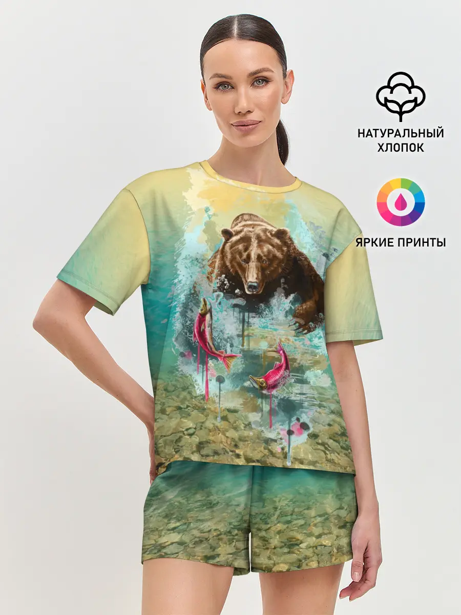 Женская пижама с шортами / Рыбалка