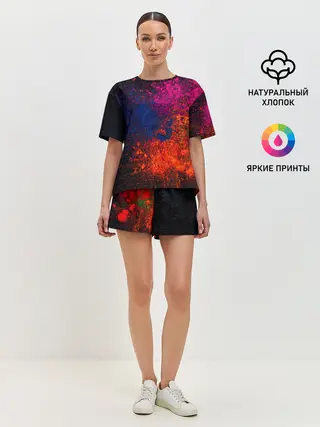 Женская пижама с шортами / Брызги краски