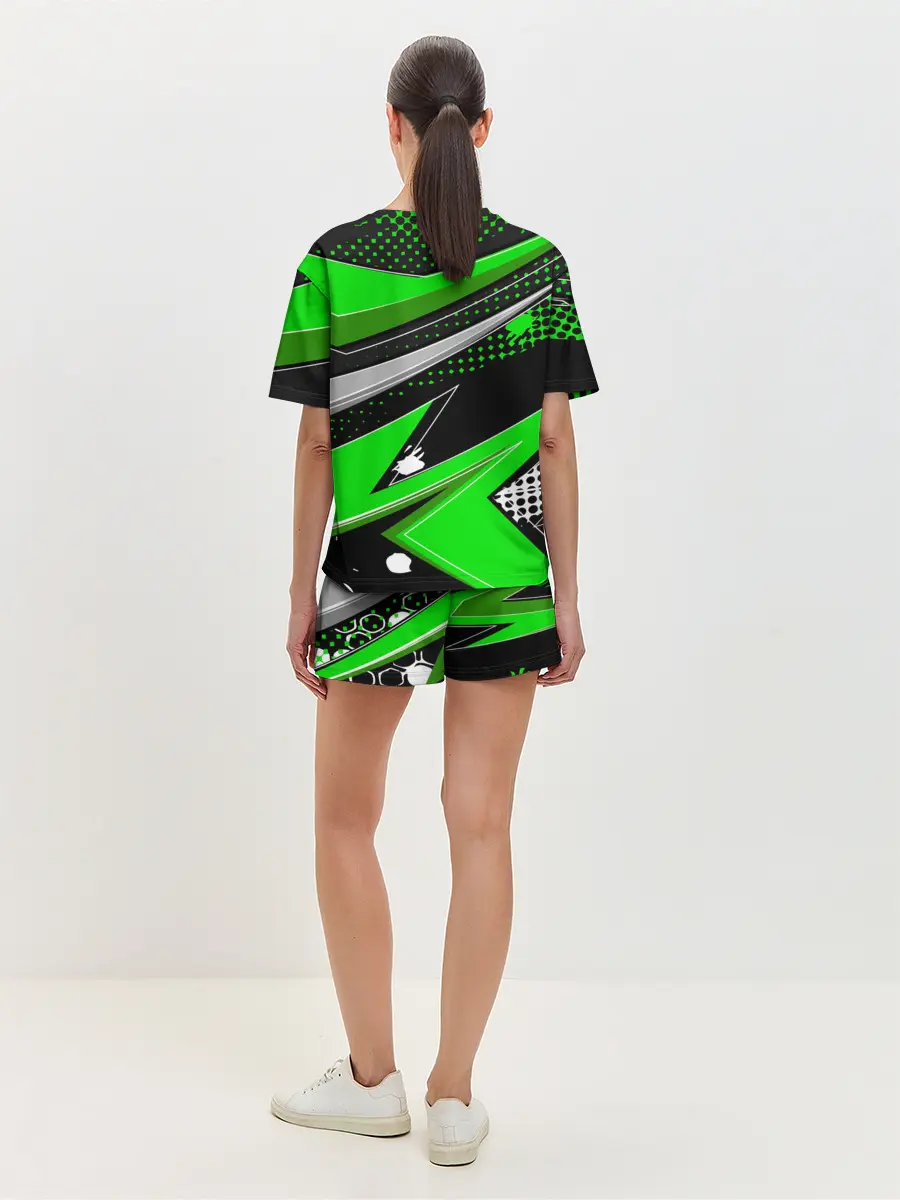 Женская пижама с шортами / Зеленая краска
