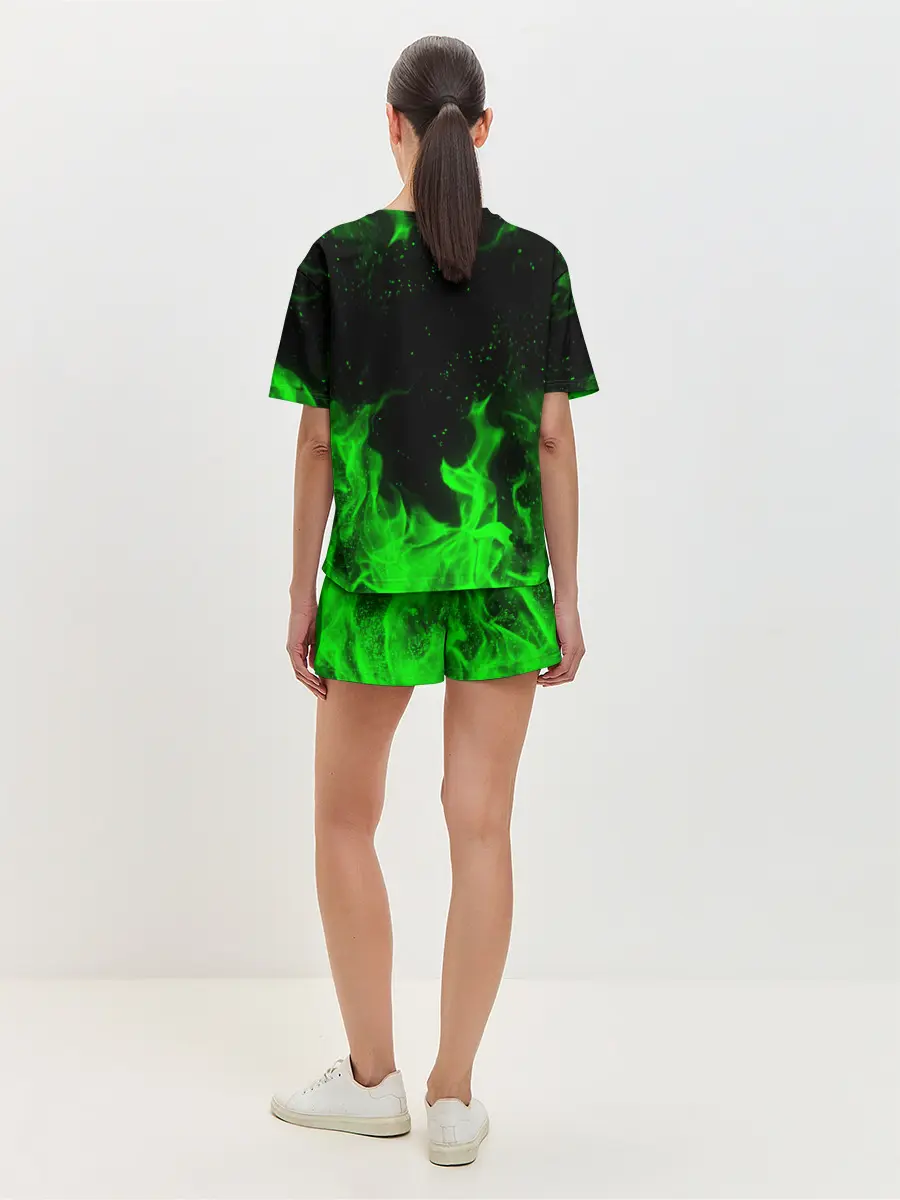 Женская пижама с шортами / ЗЕЛЁНЫЙ ОГОНЬ | GREEN FIRE