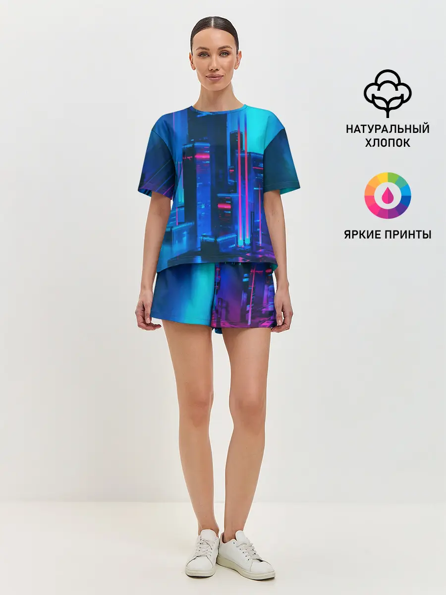 Женская пижама с шортами / НОЧНОЙ ГОРОД