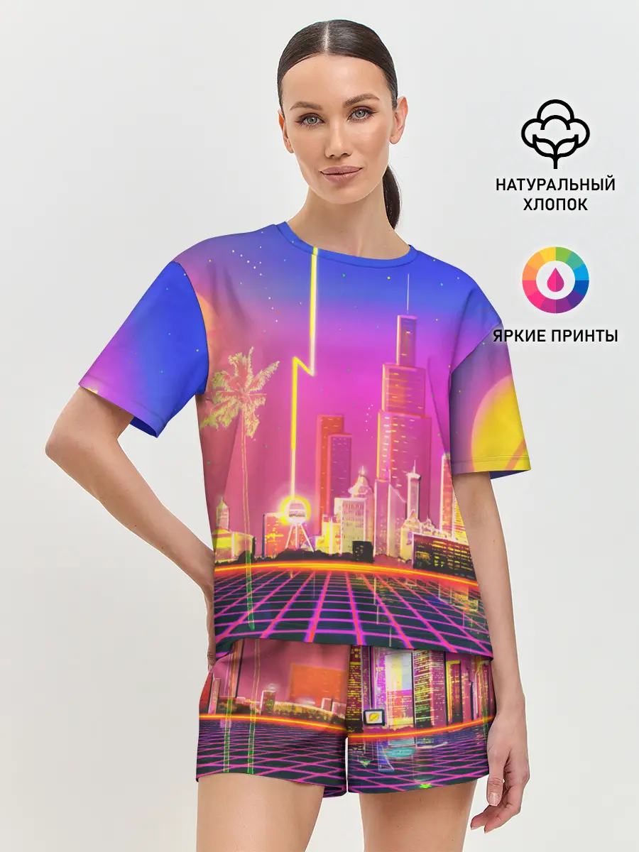 Женская пижама с шортами / КИБЕР ГОРОД