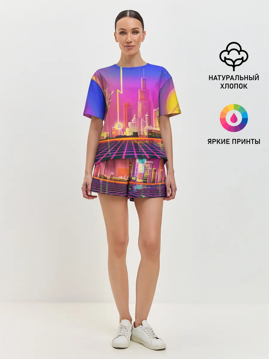 Женская пижама с шортами / КИБЕР ГОРОД