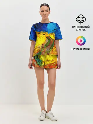 Женская пижама с шортами / ВАНГОГ НОЧНОЕ ПОЛЕ