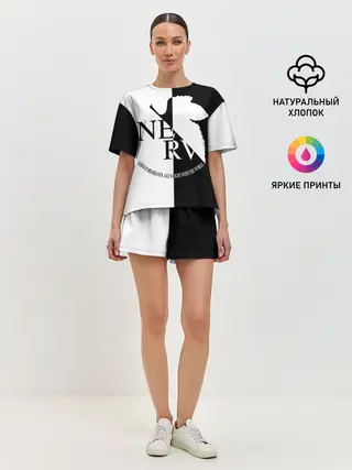 Женская пижама с шортами / Nerv black and white