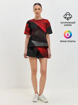 Женская пижама с шортами / Red & Black