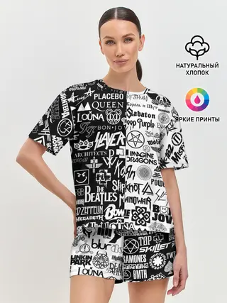 Женская пижама с шортами / ЛОГОТИПЫ РОК ГРУПП