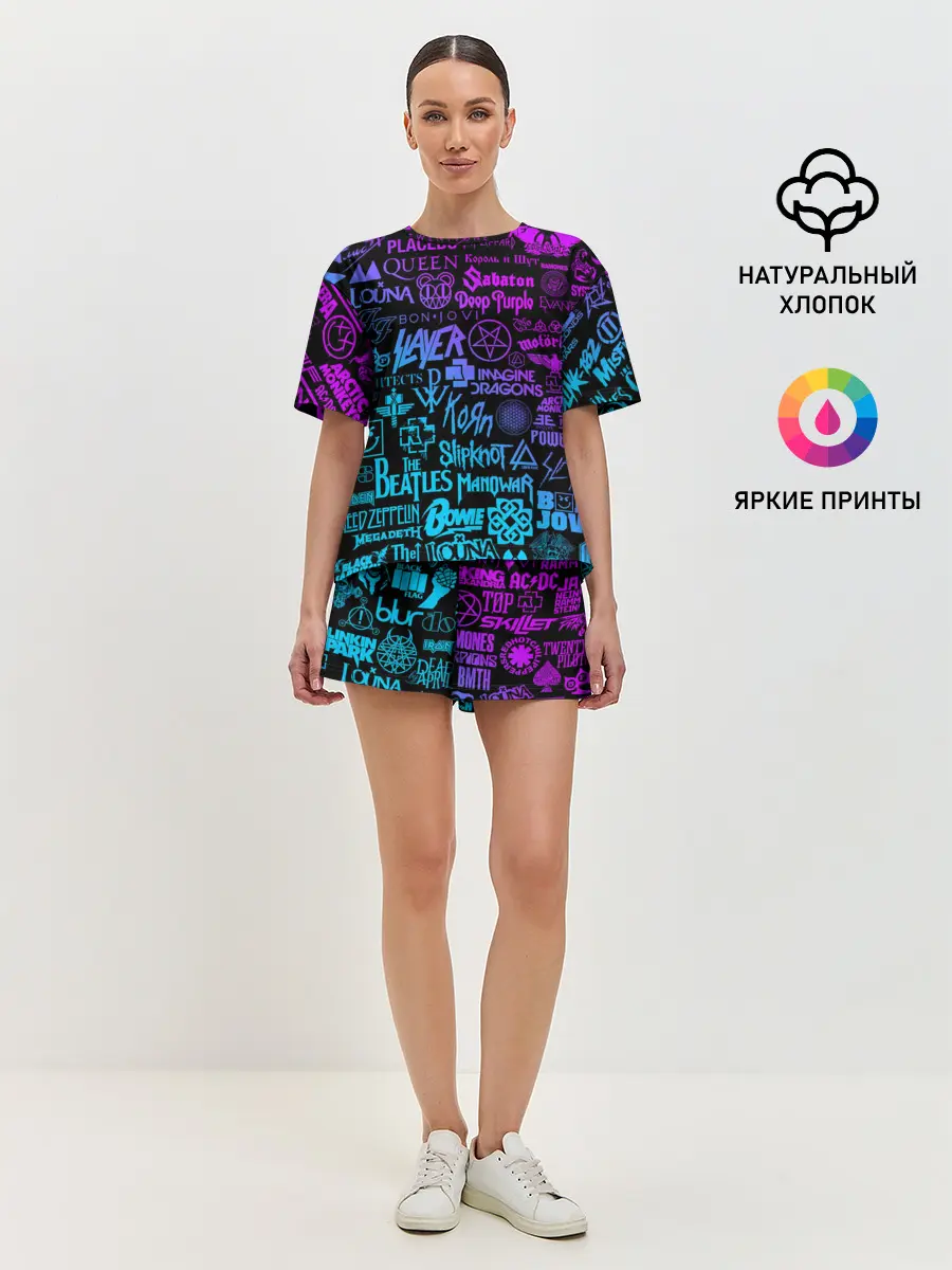 Женская пижама с шортами / ЛОГОТИПЫ РОК ГРУПП