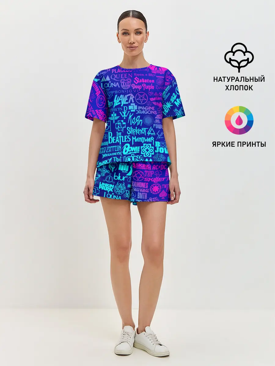 Женская пижама с шортами / ЛОГОТИПЫ РОК ГРУПП