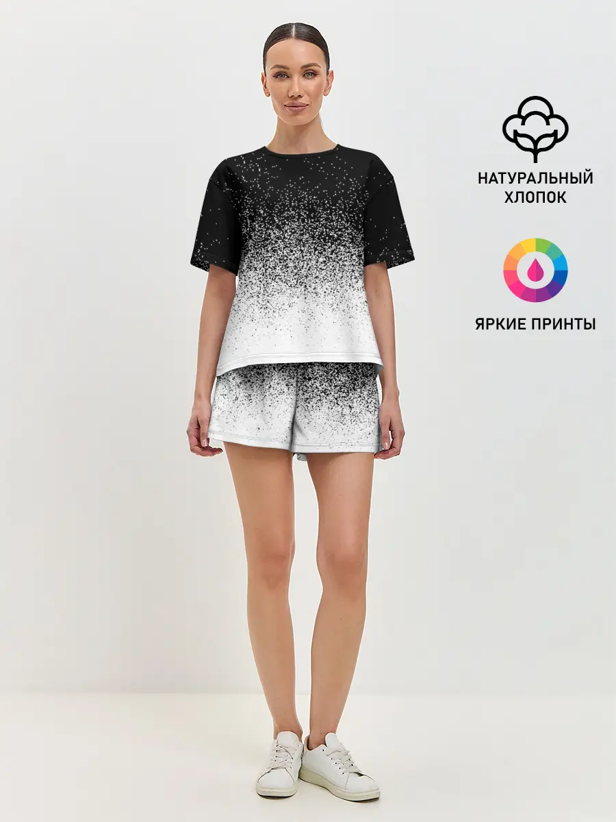 Женская пижама с шортами / BLACK AND WHITE ABSTRACTION