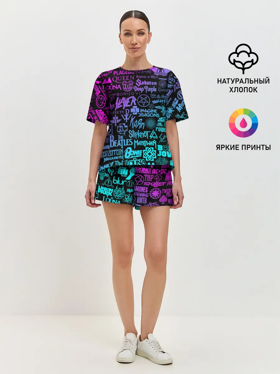 Женская пижама с шортами / ЛОГОТИПЫ РОК ГРУПП