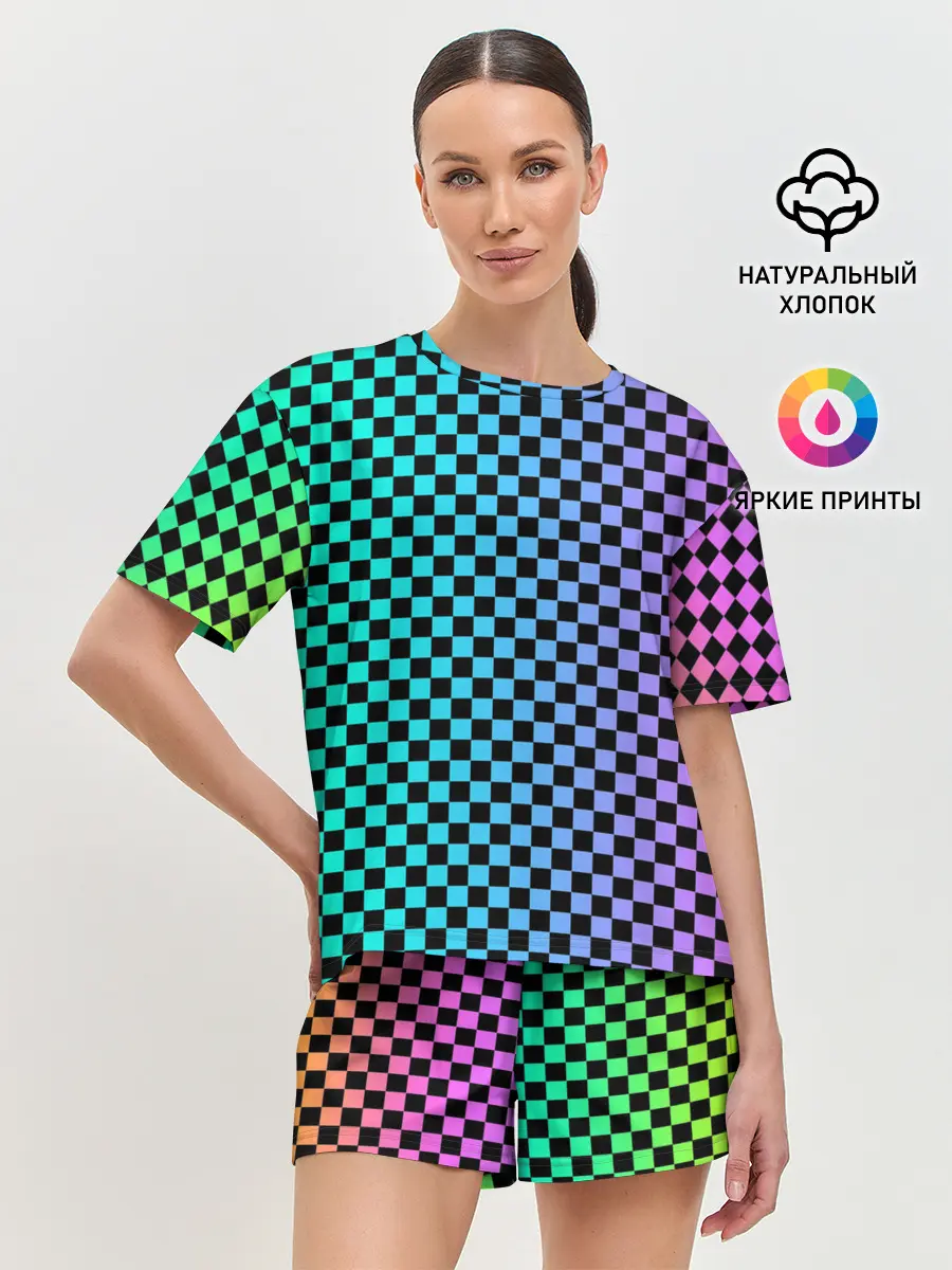 Женская пижама с шортами / Checkerboard Color