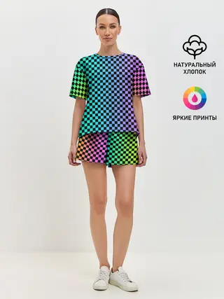 Женская пижама с шортами / Checkerboard Color