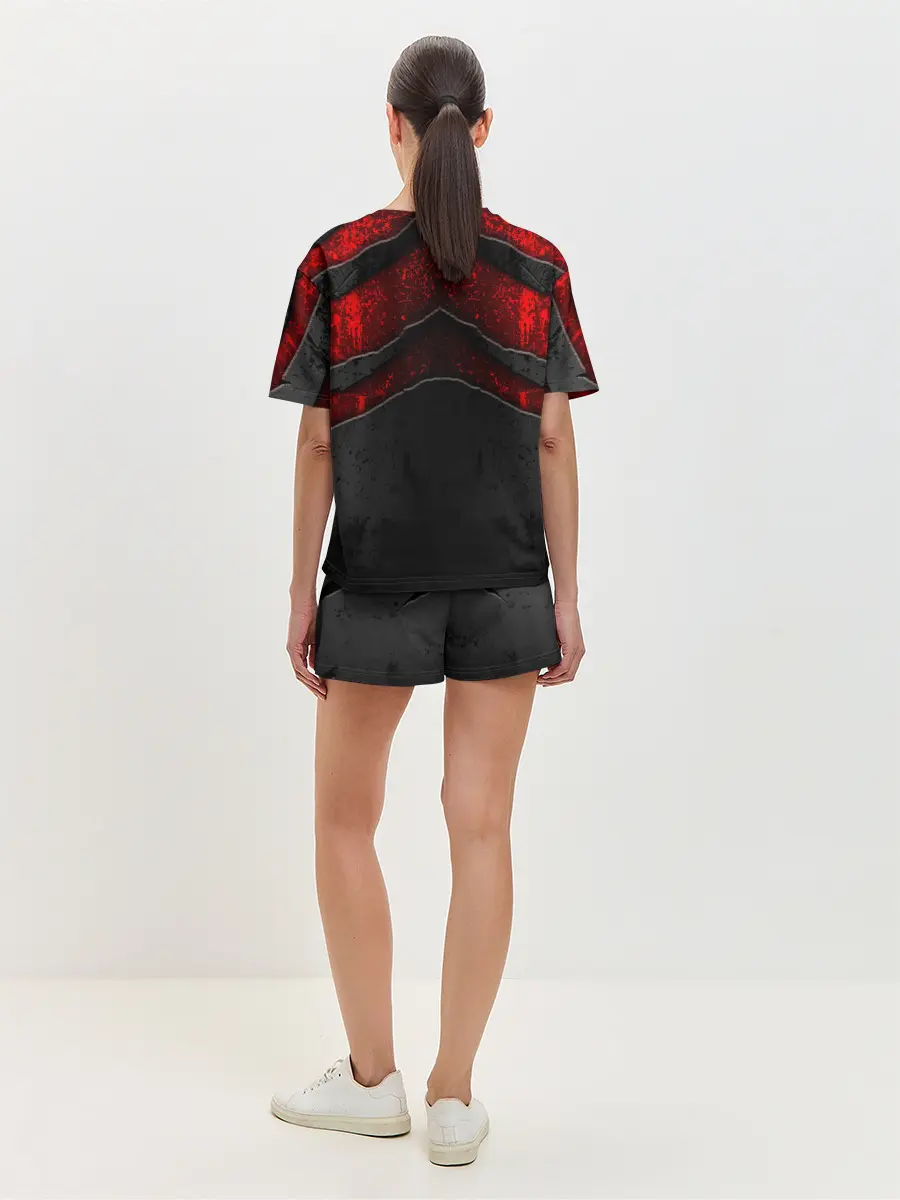 Женская пижама с шортами / Black & Red Metal