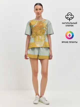 Женская пижама с шортами / Подсолнухи