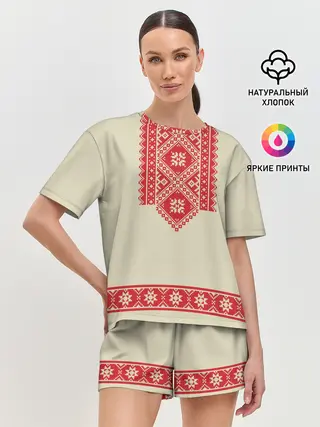 Женская пижама с шортами / Рубаха