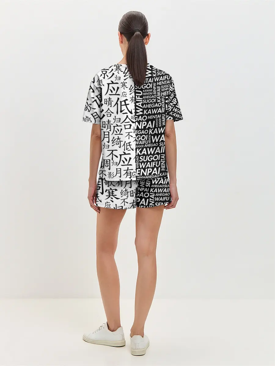 Женская пижама с шортами / Anime black&white