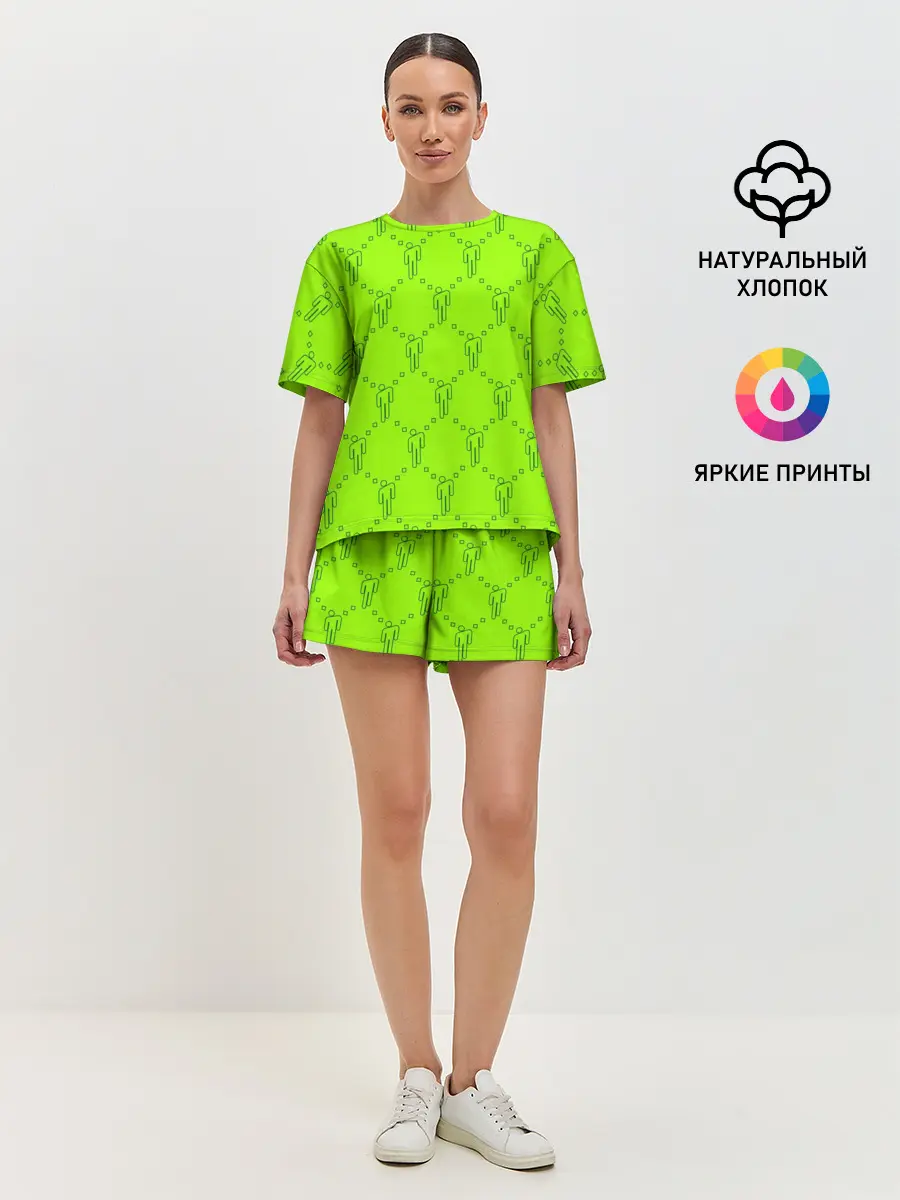 Женская пижама с шортами / Billie Eilish pattern