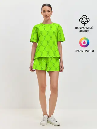 Женская пижама с шортами / Billie Eilish pattern