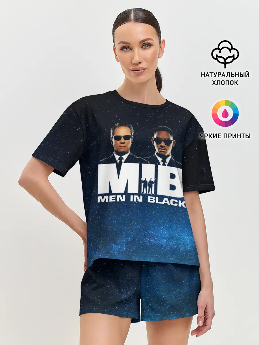 Женская пижама с шортами / люди в черном