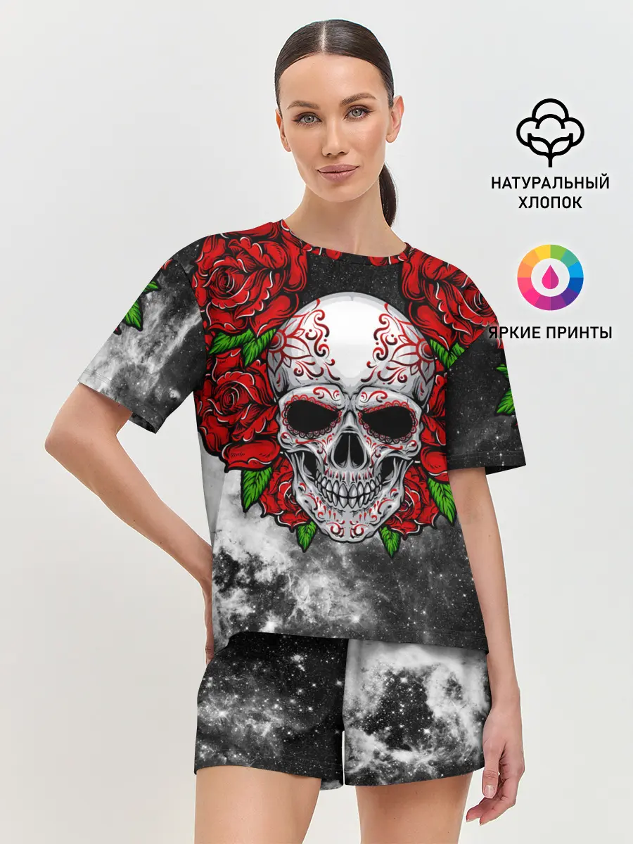 Женская пижама с шортами / Skull and Roses