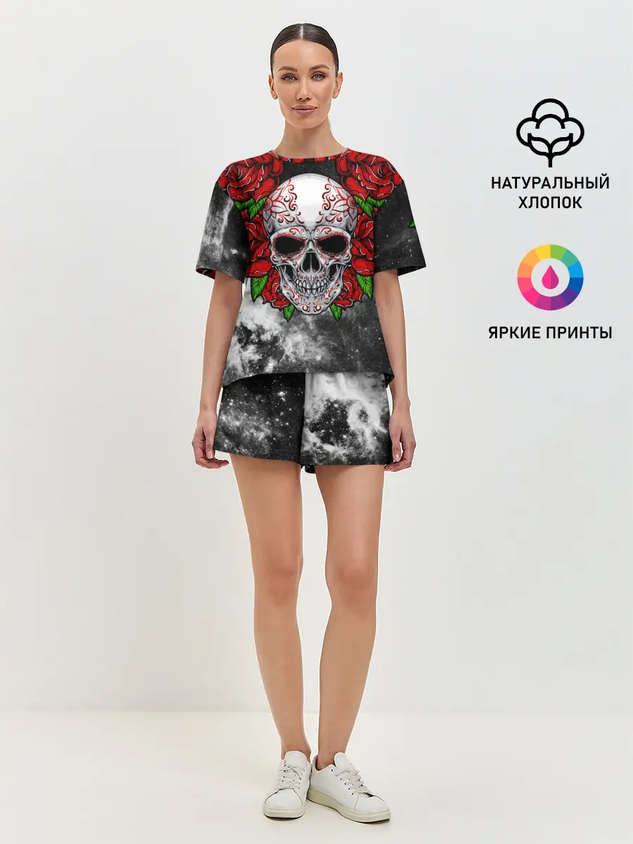 Женская пижама с шортами / Skull and Roses