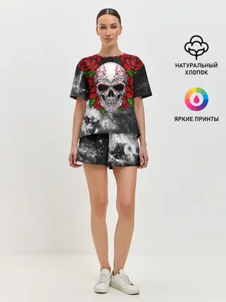 Женская пижама с шортами / Skull and Roses