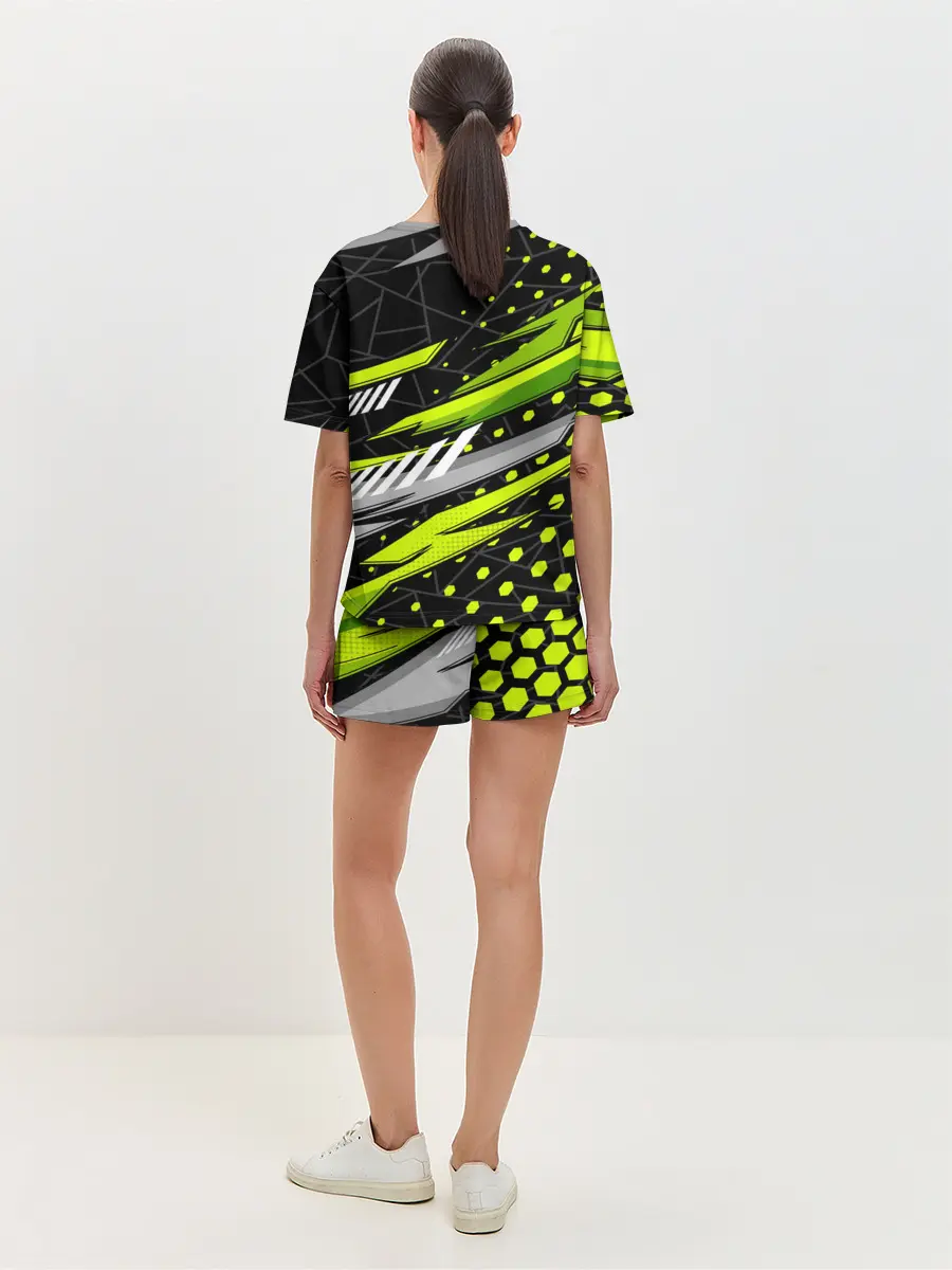 Женская пижама с шортами / Black and Green