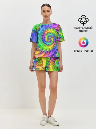 Женская пижама с шортами / ФРАКТАЛЬНЫЙ АБСТРАКТ