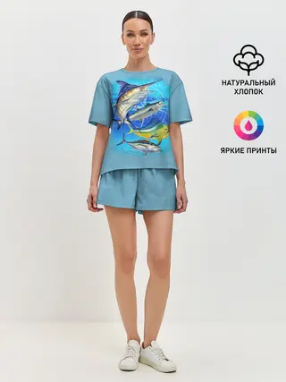 Женская пижама с шортами / Marlin and other fish