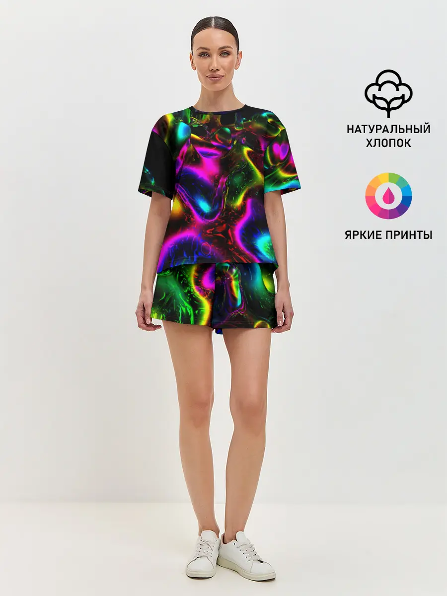 Женская пижама с шортами / В НЕОНЕ