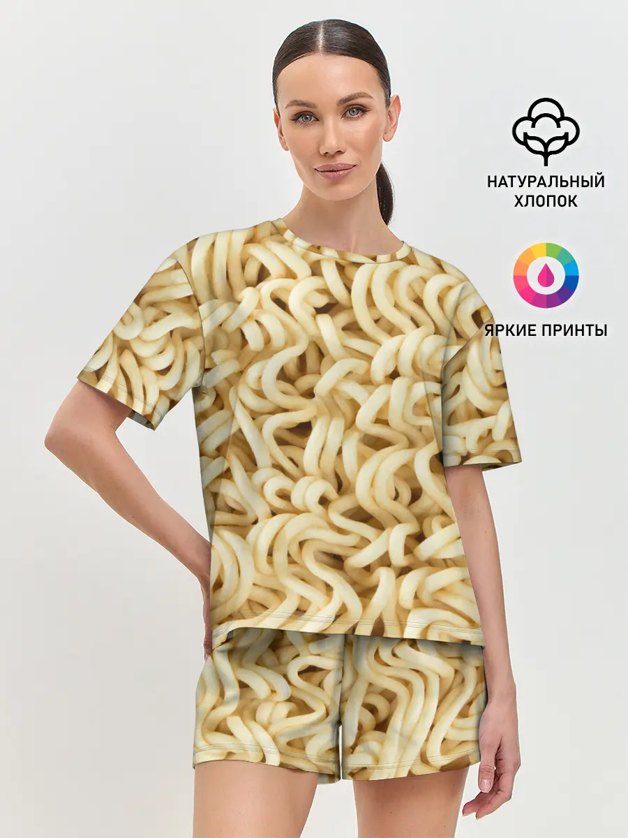 Женская пижама с шортами / Лапша