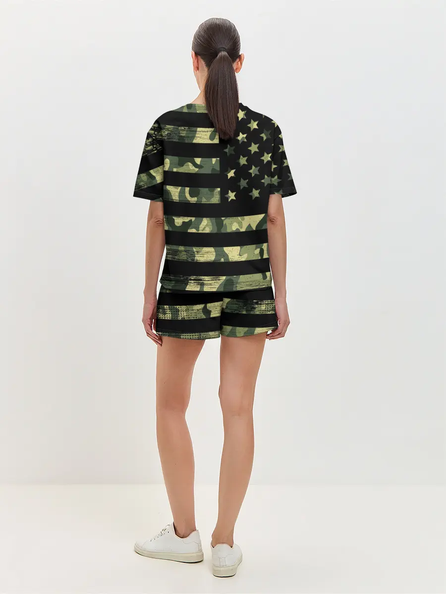 Женская пижама с шортами / American Flag Camo