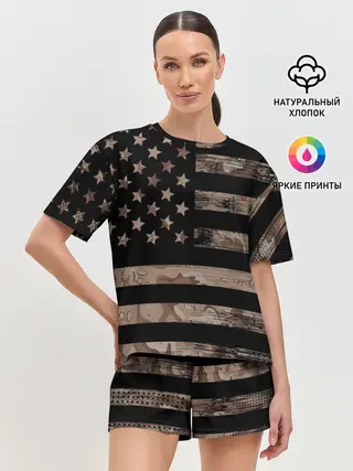 Женская пижама с шортами / American Flag Camo